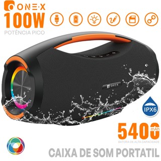 ONE-X Caixa de Som Bluetooth Portátil 100W IPX6 RGB TWS à Prova d'Água Praia Piscina 5400mAh