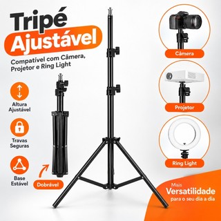 Tripé Ajustável 2,1m Profissional para Ring Light Câmera Softbox Projetor Fotografia Vídeo Live Studio