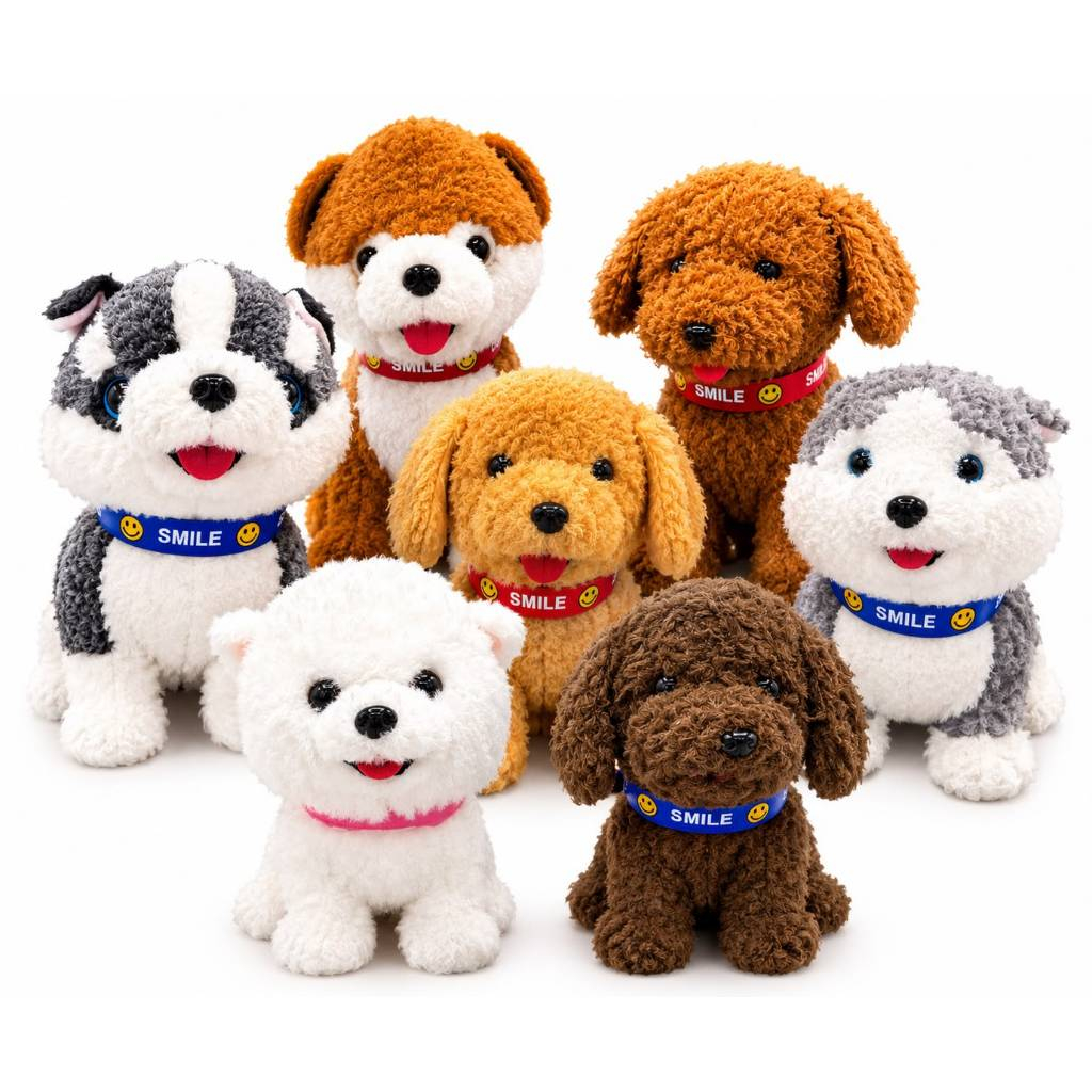 Brinquedo Cachorrinho de Pelúcia com Coleira Eletrônico com controle Presente Interativo
