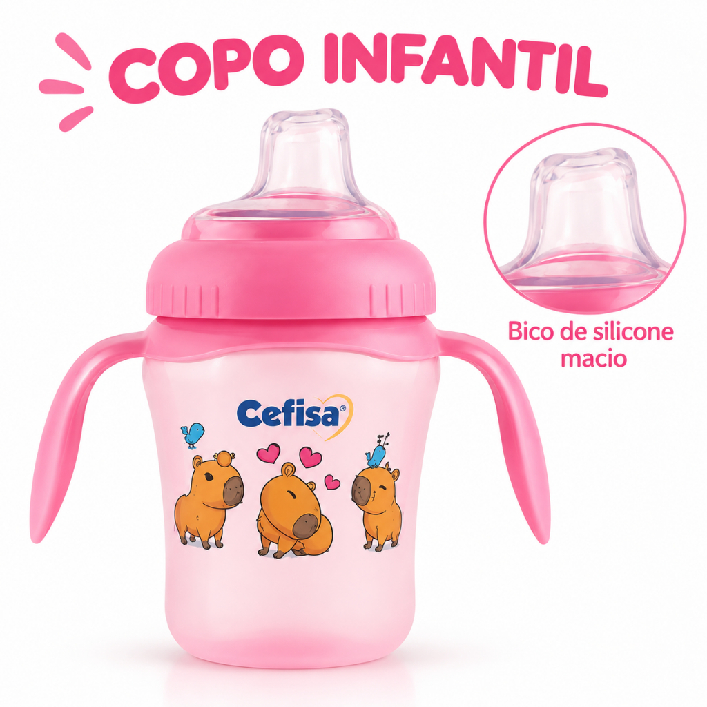 Copo Para Bebê - Anti-Vazamento -  Bico de Silicone Macio - Alça Removível - 240 ml