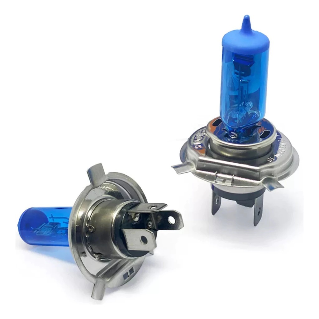 Kit 2 Lâmpada Farol Alto e Baixo H4 Super Branca 12V 55W Para Farol de Carro