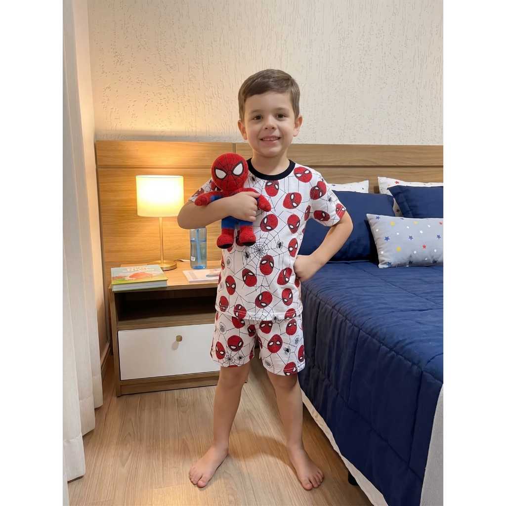 Pijama infantil shorts menino homem aranha.