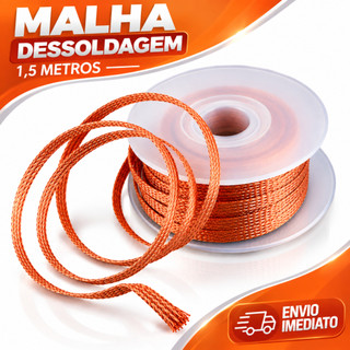 Fita malha dessoldadora de cobre dessoldagem dessolda 2,5mm 1,5Metros