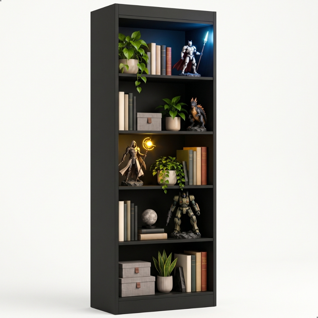 *PROMOÇÃO* Estante Livreiro Multiuso Organizador 5 Nichos e Prateleiras Preto Branco Escritório Sala