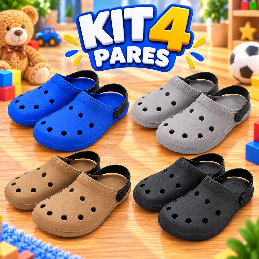 Kit 4 Pares Sandália Babuche Infantil Menino Leve e Confortável Custo-Benefício