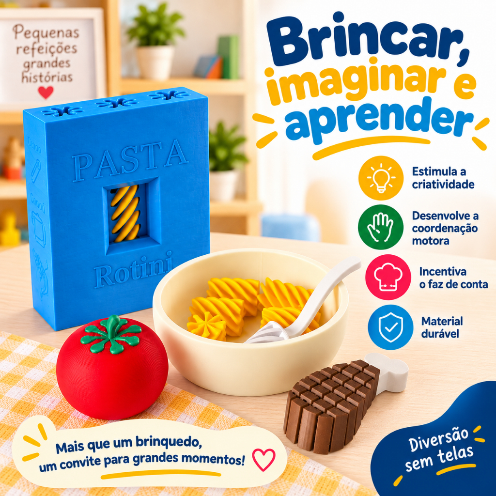 Kit Brinquedo Sensorial  Comida Macarrão Pedagógico Montessori Infantil Interativo Antiestresse