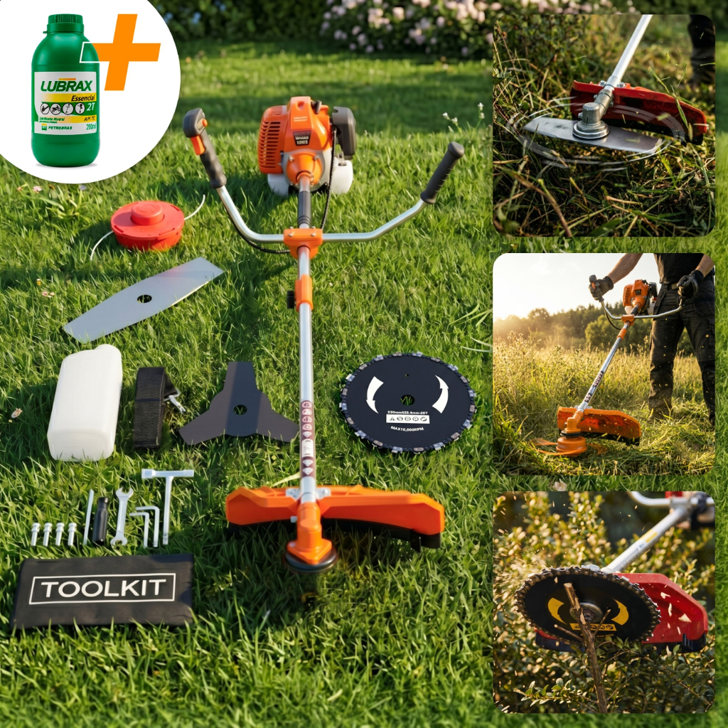 Roçadeira 4 em 1 Multifuncional Gasolina 3hp 75cc Profissional 2 Tempos Aparador de Grama