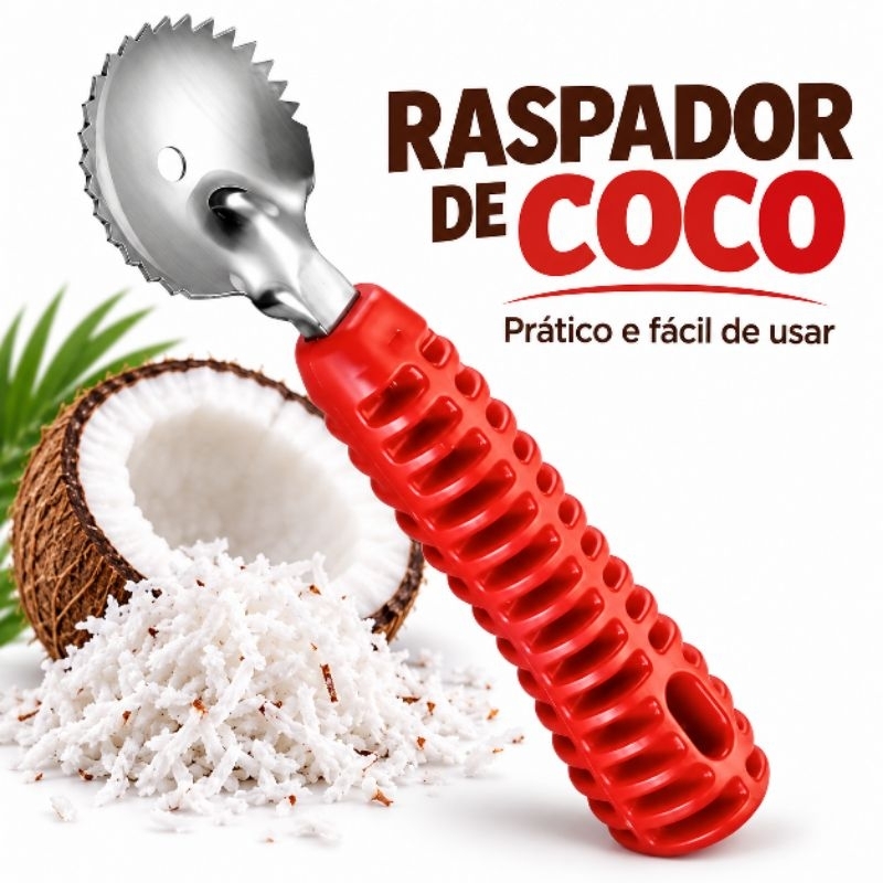 Raspador De Coco Aço Inox Cabo Plástico Resistente Ralador De Coco Doméstico Utensílio De Cozinha Durável Fácil Limpeza