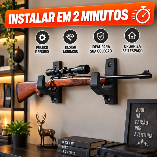 Suporte de Parede para Rifle Espingarda Carabina Airsoft Arma Longa Reforçado PETG Par com Parafusos