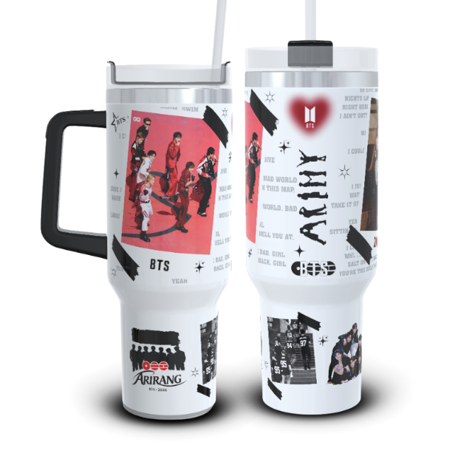 Copo Térmico 1200ml BTS Arirang Personalizado com Nome · Garrafa Inox BTS Arirang K Pop