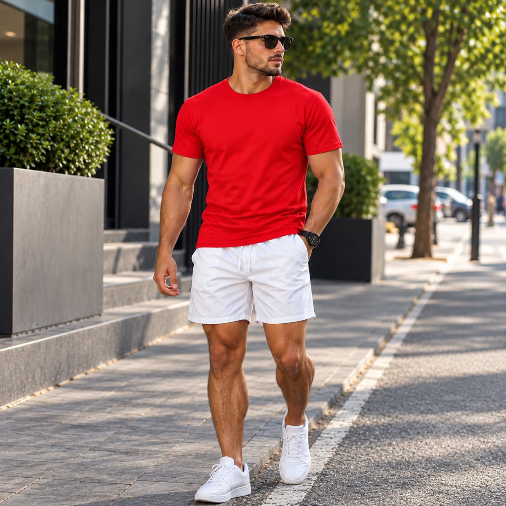 Conjunto Masculino Camiseta 100% Algodão Mas Short Tectel Academia Kit Camiseta Algodão e Short Tactel Street Wear Short