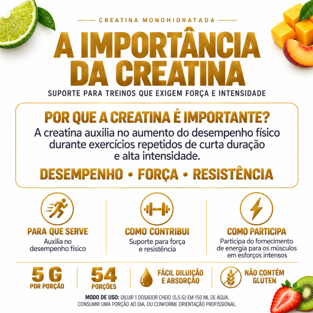 KIT 3 CREATINAS NEXT10 300G CADA | LIMÃO + MANGA COM PÊSSEGO + MORANGO COM KIWI — imagem 2 de 2