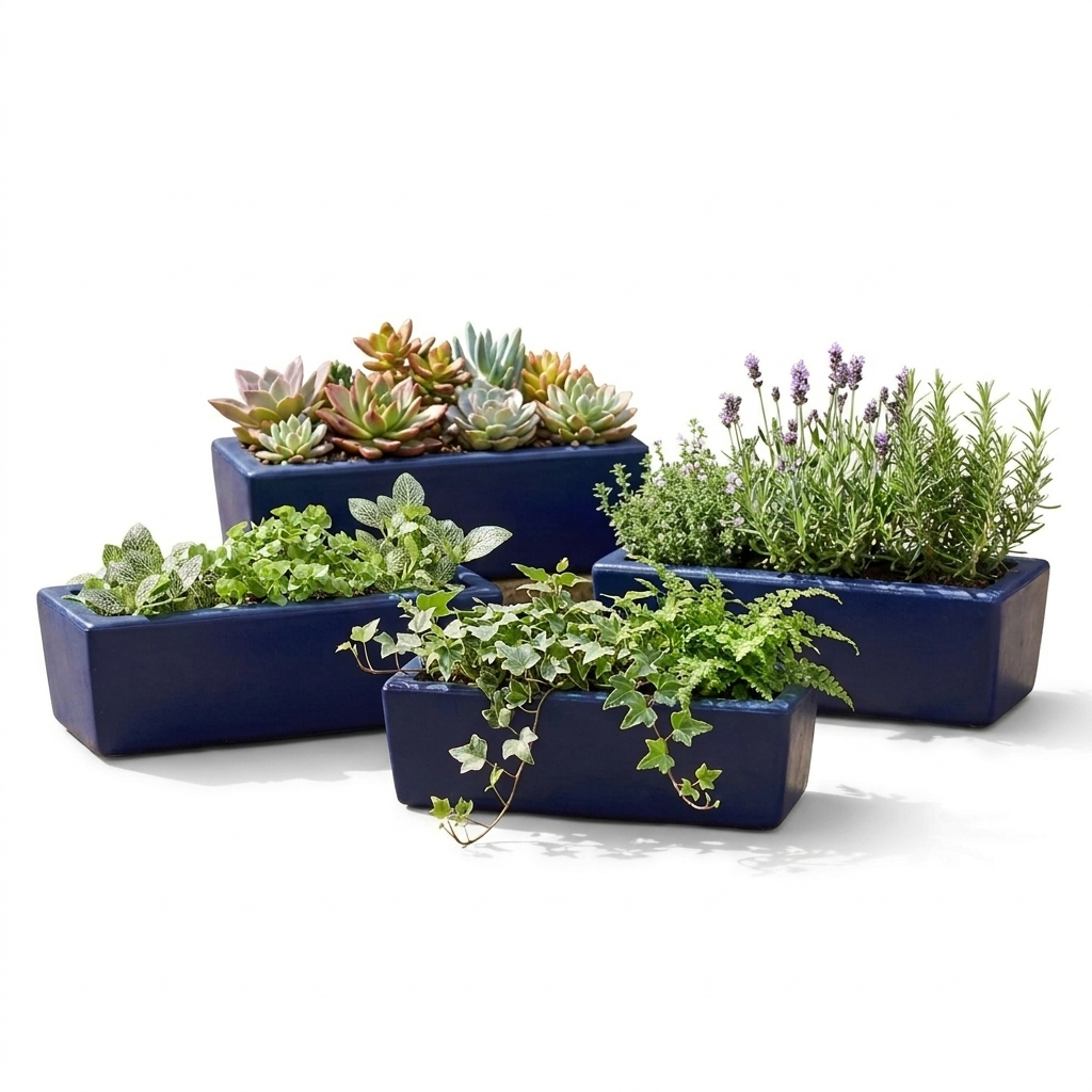 Kit 2 Jardineiras de Plantas Azul 37x15 Floreira Polietileno