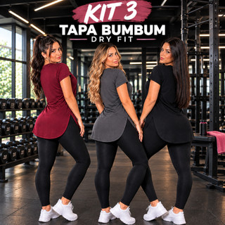 3 Blusas Feminina Academia Dry-Fit Musculação Camisa Caminhada camiseta tapa bum bum