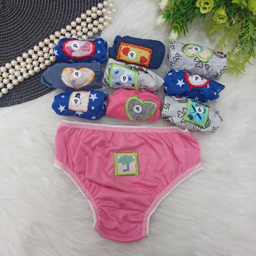 Kit 10 Peças Calcinhas Infantil Bebê E Crianças Estampadas E Lisas Forrada Para Desfralde