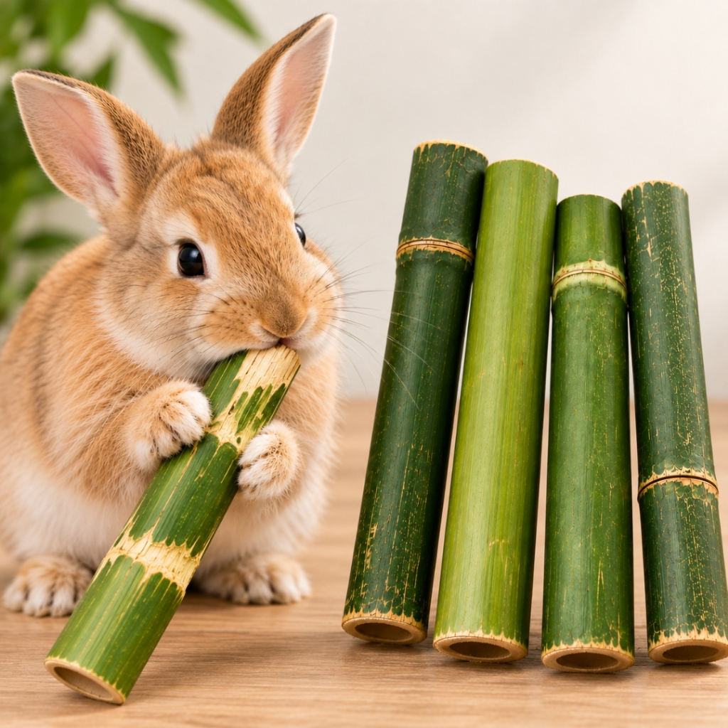 Kit 5 Mordedor Bambu Natural  Feno do Campo Para Roedores Coelhos Hamsters