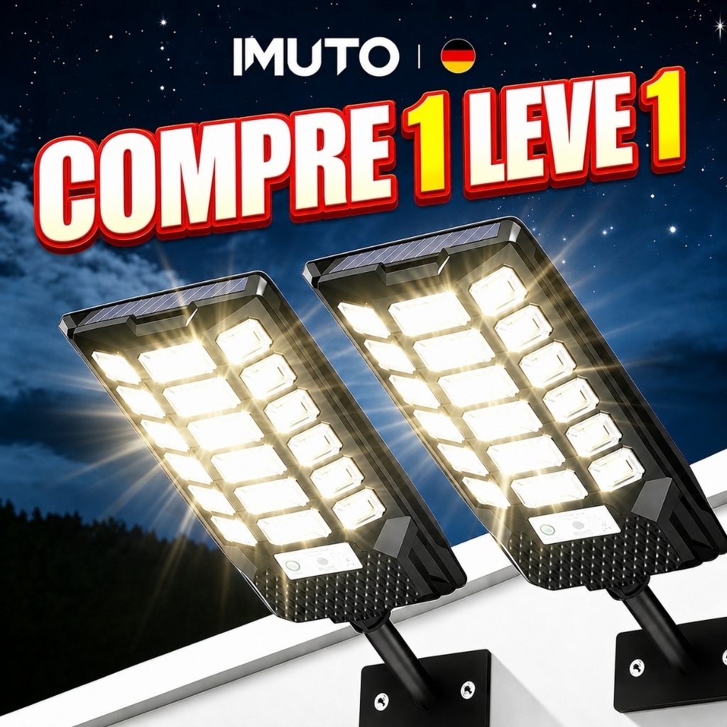 IMUTO Poste Solar LED Luminária de Rua Super Potente IP66 Sensor de Movimento Luz Externa