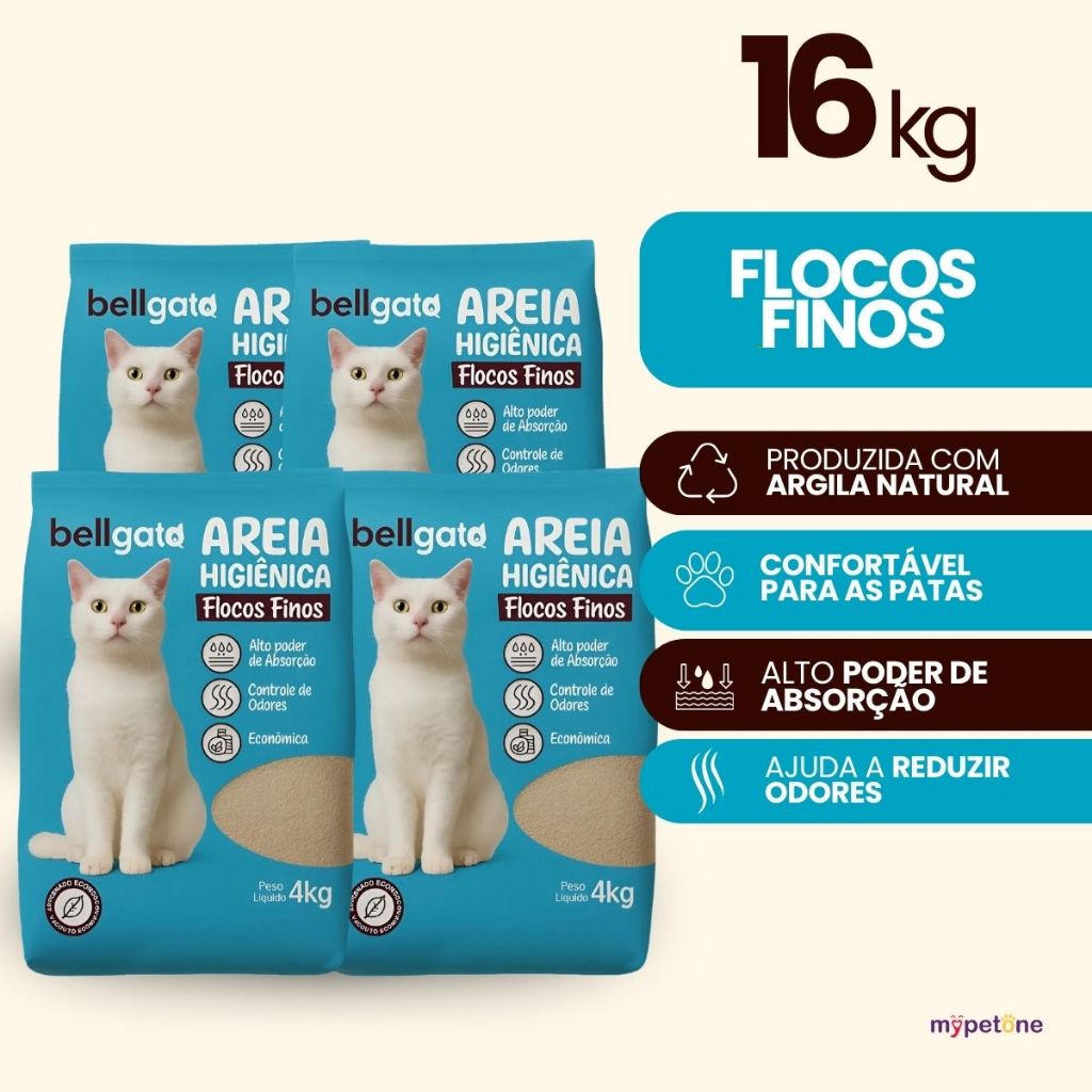 7 Areia Higiênica Bellgato Flocos Finos - 4kg