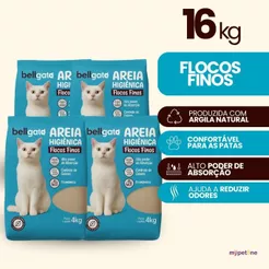 4 Areia Higiênica Bellgato Flocos Finos - 4kg