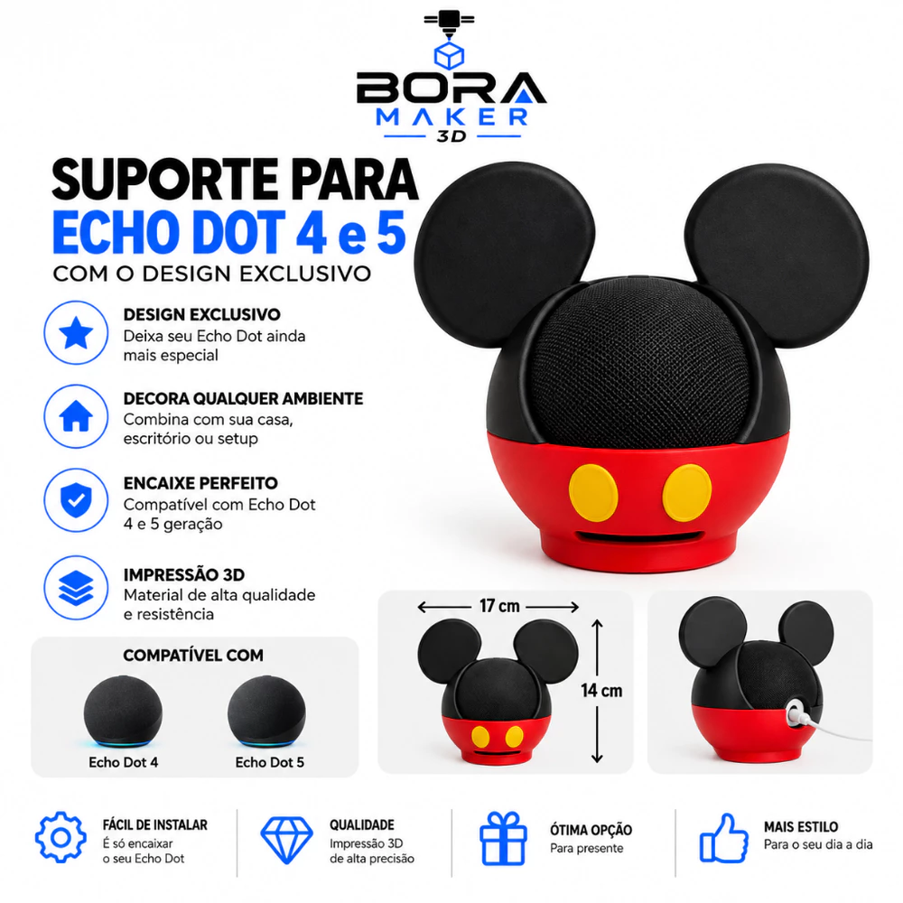 Suporte para Alexa Echo Dot 4 5 Mickey