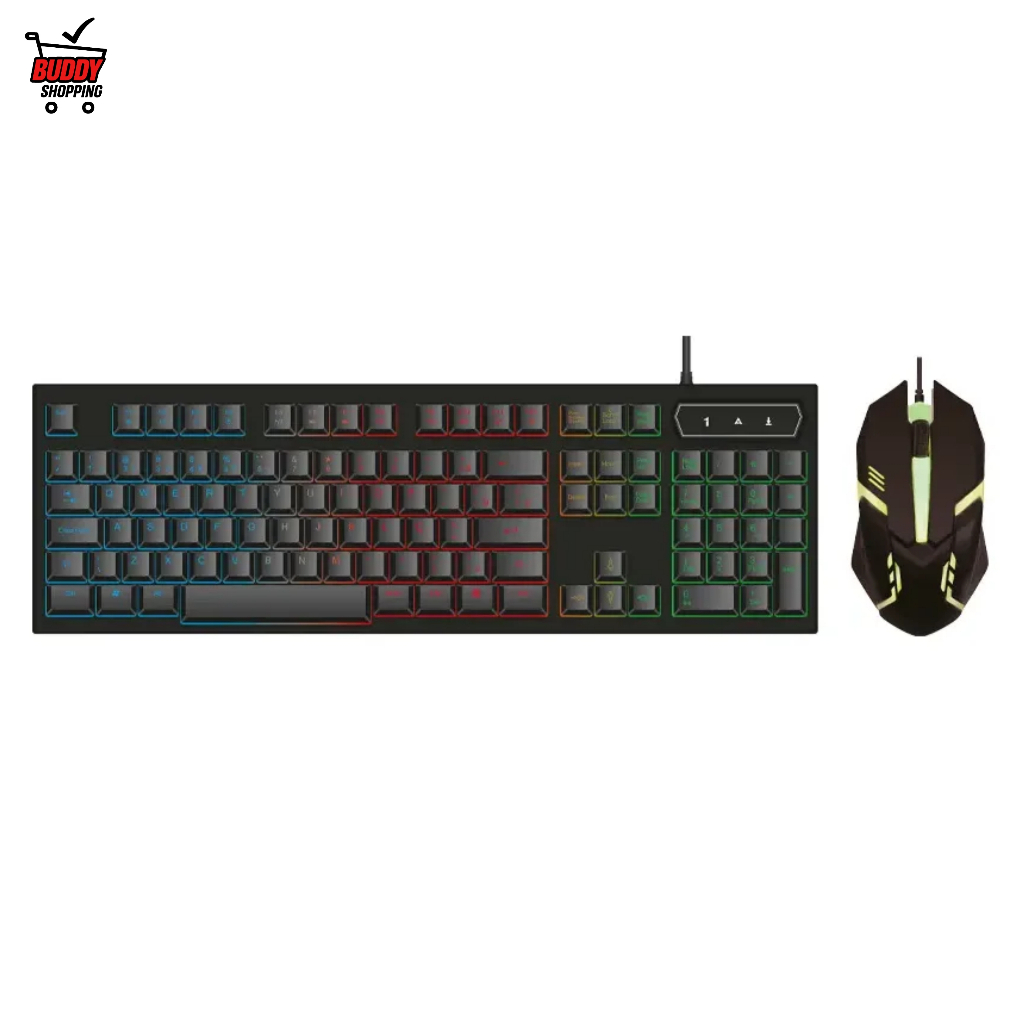 Kit Teclado e Mouse Gamer KNUP KP-TE115 RGB USB com Fio ABNT2 Iluminação LED para PC