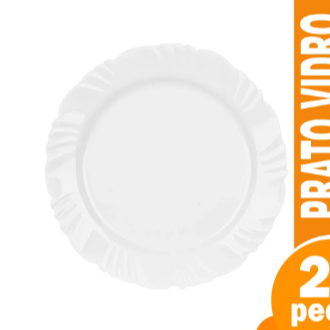Conjunto de 24 Pratos Rasos Nadir Opaline - Vidro Branco Pétala 24 peças