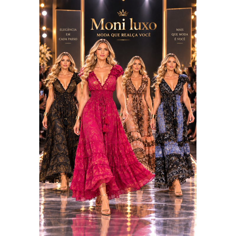 Vestido longo seda  manga princesa  boho chic