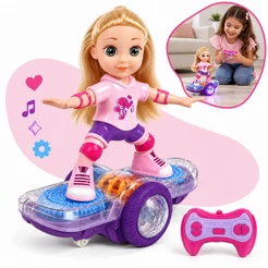 Boneca Motorizada Skate Controle Remoto Menina Skatista Com Luz E Som Infantil Divertido Kizumba