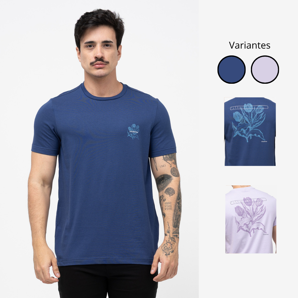 Camiseta Básica Masculina Casual Rota do Mar 100% Algodão Estampada Confortável