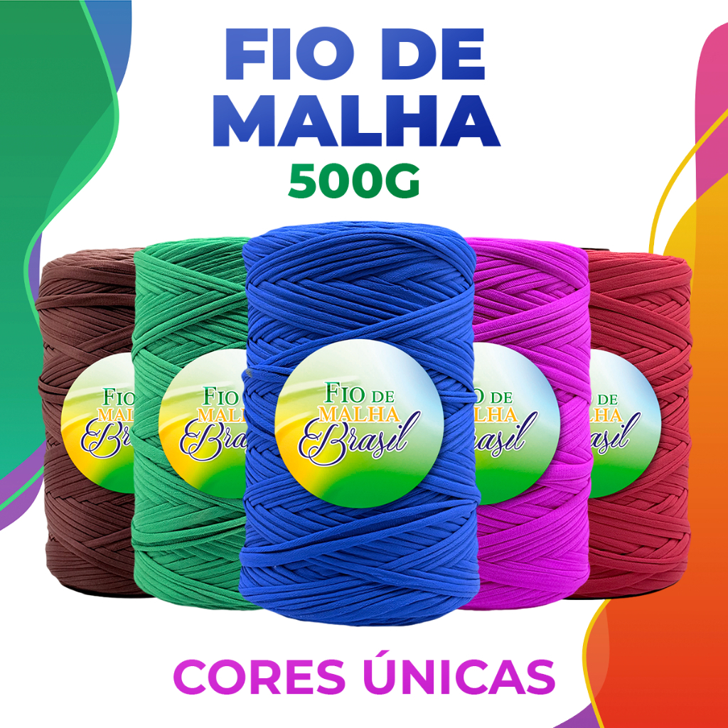 [CAMPEÃO DE VENDAS] Fio de Malha Brasil 500g - Cores Variadas Para Crochê Fio Residual Bolsa Tapete Lycra Algod 2