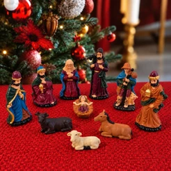 Presépio 10 Peças Miniatura Natal Jesus Decoração Resina Enfeite