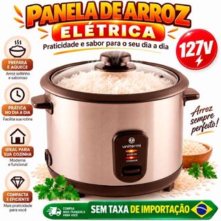 Panela Elétrica de Arroz 6 Xícaras UNITERMI 110/127V Inox Antiaderente Compacta para Cozinha