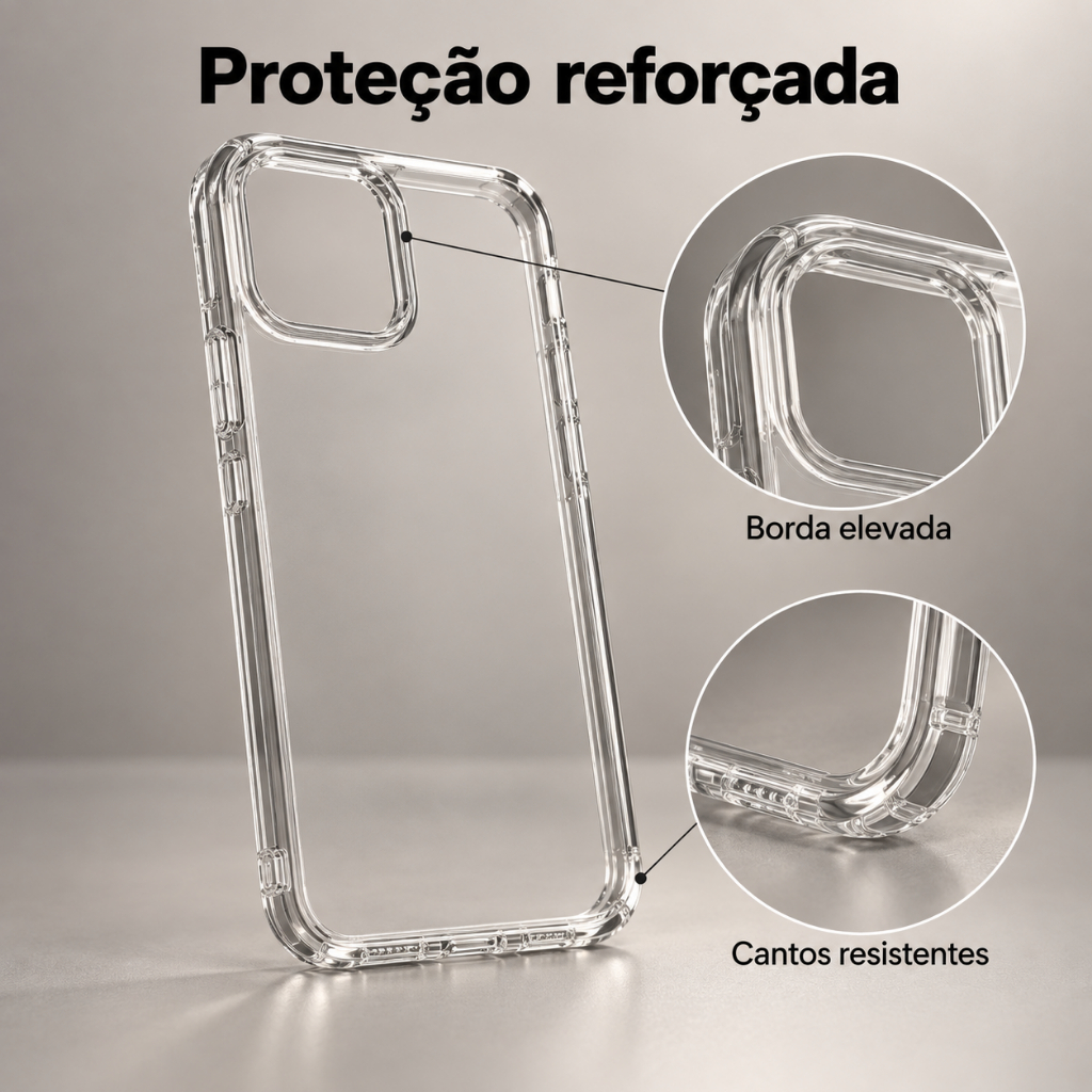 Capa Acrilica Transparente FIBRA de CAPACETE Rígida p/ 16 PRO MAX 11 12 13 14 15 - Proteção Resistente