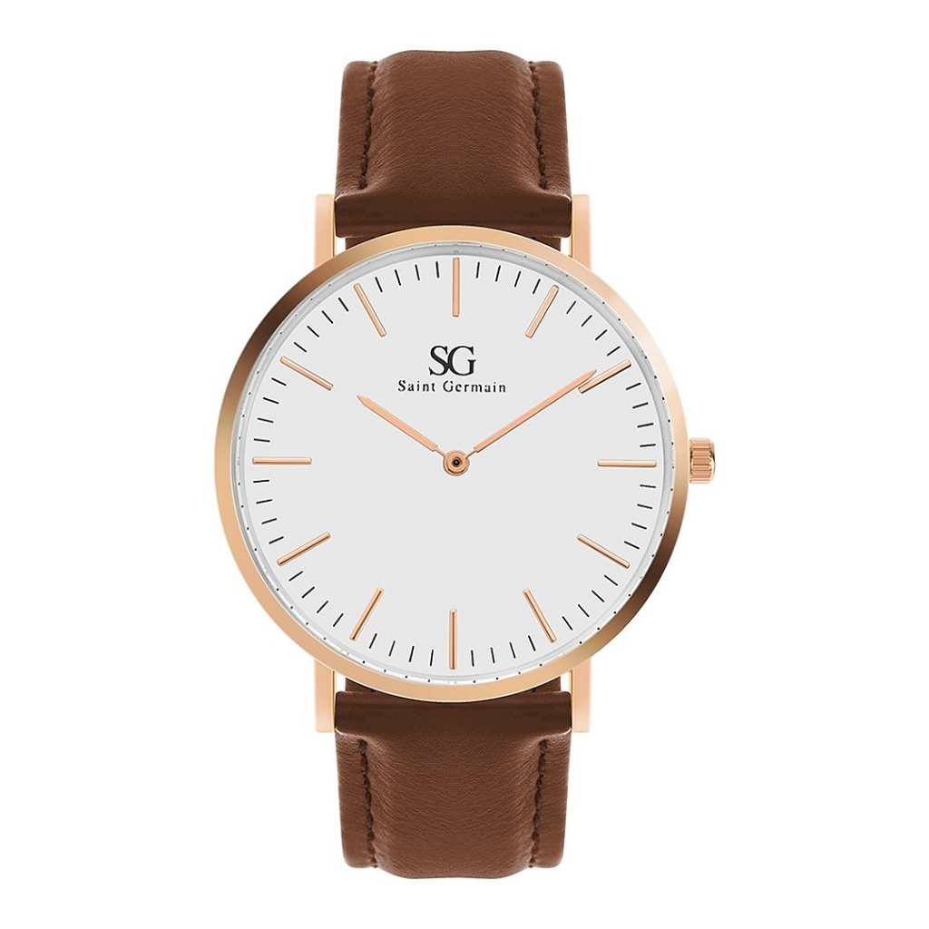 Relógio Masculino Marrom Saint Germain Bronx Rosé Gold 40mm - Fundo Branco