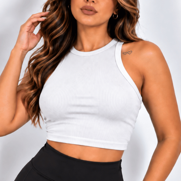 Cropped Feminino Canelado Regata Tamanho Único Blusinha Justinha Básica Confortável Academia Fitness