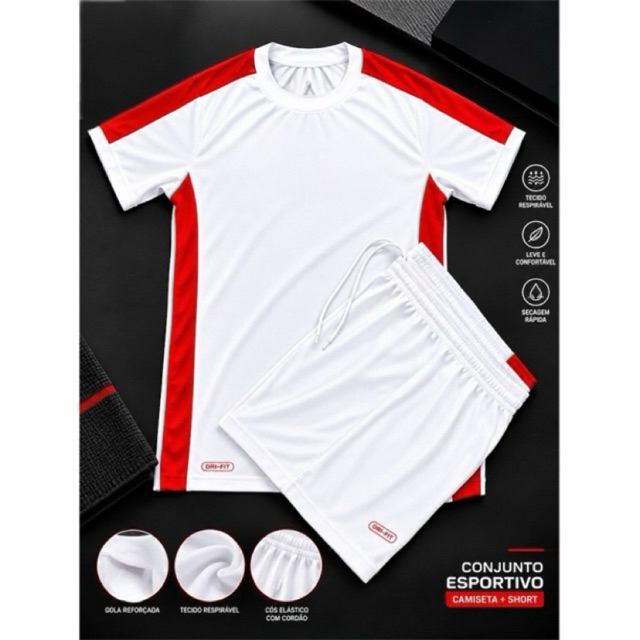 Conjunto Esportivo Masculino Dry Fit Camiseta + Short Academia Futebol Corrida Treino Leve Respirável