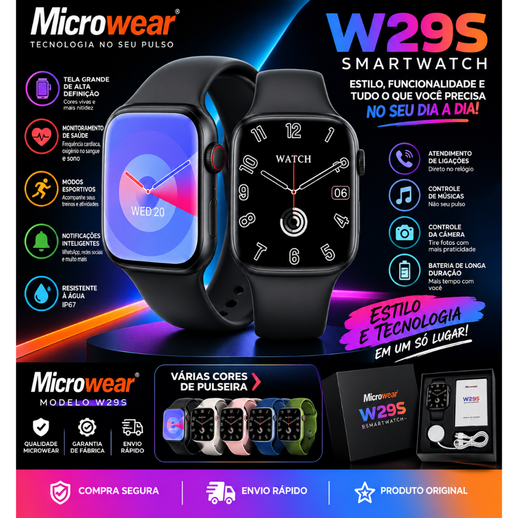 Smartwatch WS29s Series 9 |  Função 2 Gestos | 47mm