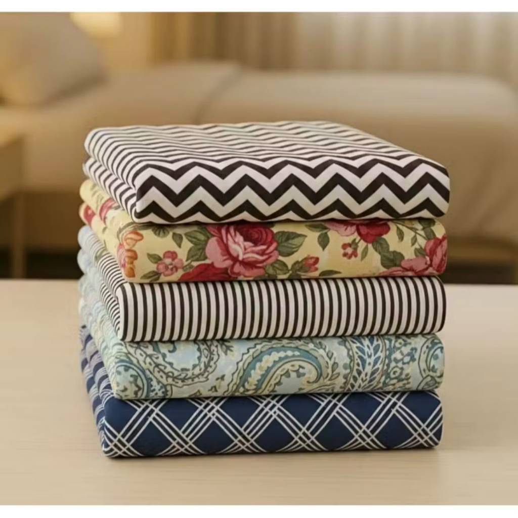 Kit Com 05 Lençol De Baixo Casal Padrão Estampado Com Elástico Avulso Toque Macio