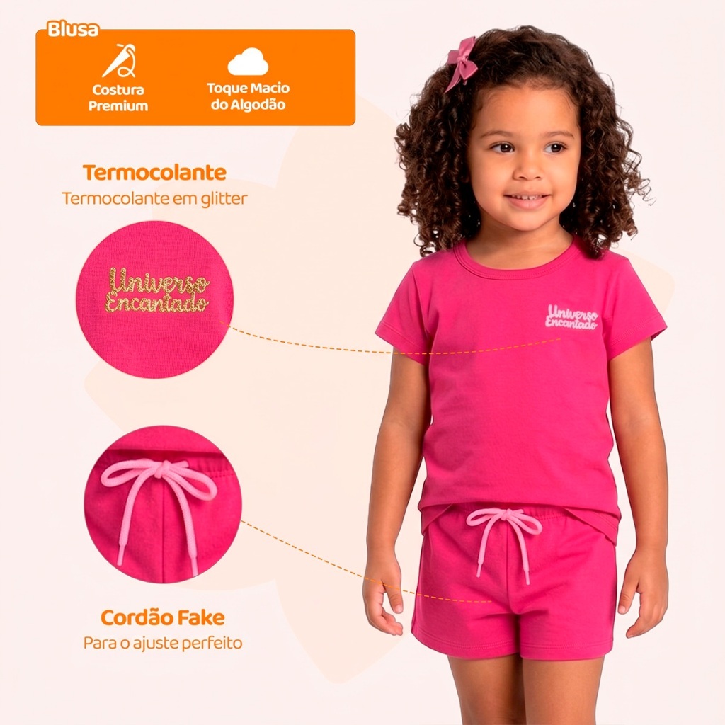 Conjunto Bebê Menina Monocromatico Pink — imagem 2 de 2