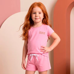 Conjunto Infantil Menina Monocromatico Rosa BB