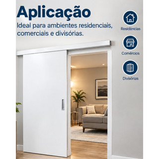 Kit Trilho Porta De Correr Roldana 1,6 Metros portas Até 60kg Branco