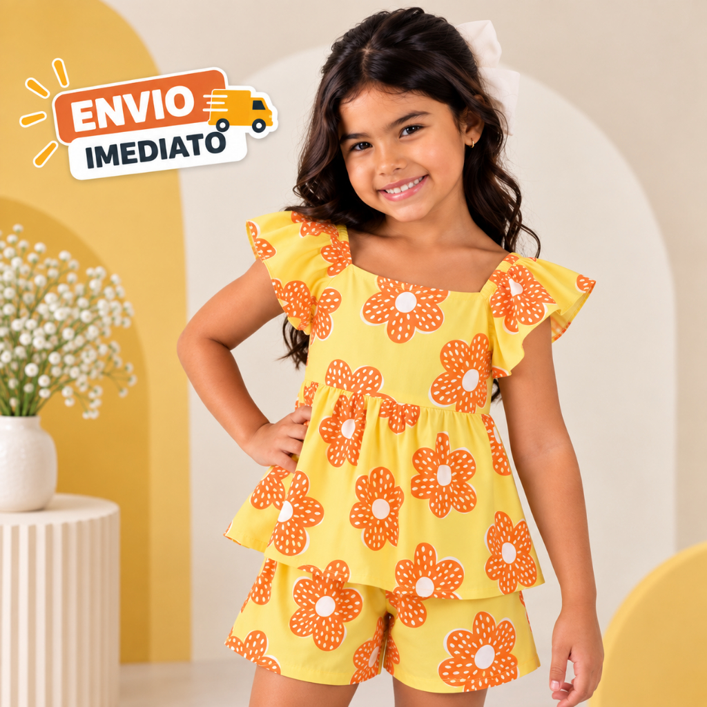Conjunto Infantil Menina Estampado Blogueirinha Feminino 4 a 10 Anos