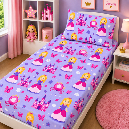 Jogo De Lençol/forro de cama  Solteiro 2 Peças Lençol om Elástico Fronha Tecido Confortável Estampado Infantil