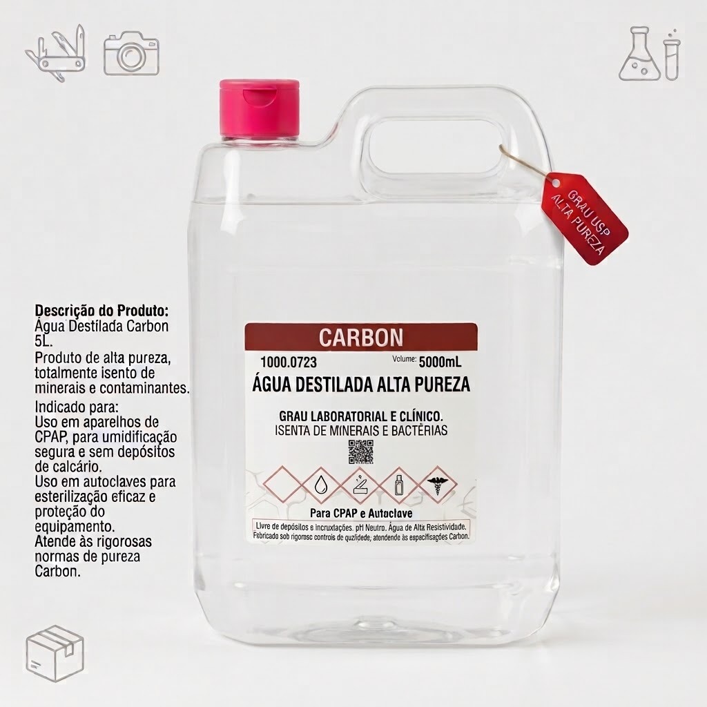 Água Destilada Carbon 5L Para CPAP e Autoclave