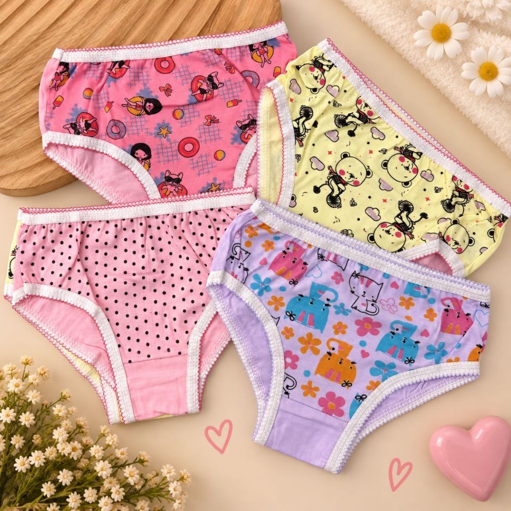 Calcinha Infantil kit C/3 Menina Criança Confortável Forro 100% Algodão Toque Macio Suave Estampa Fofinha