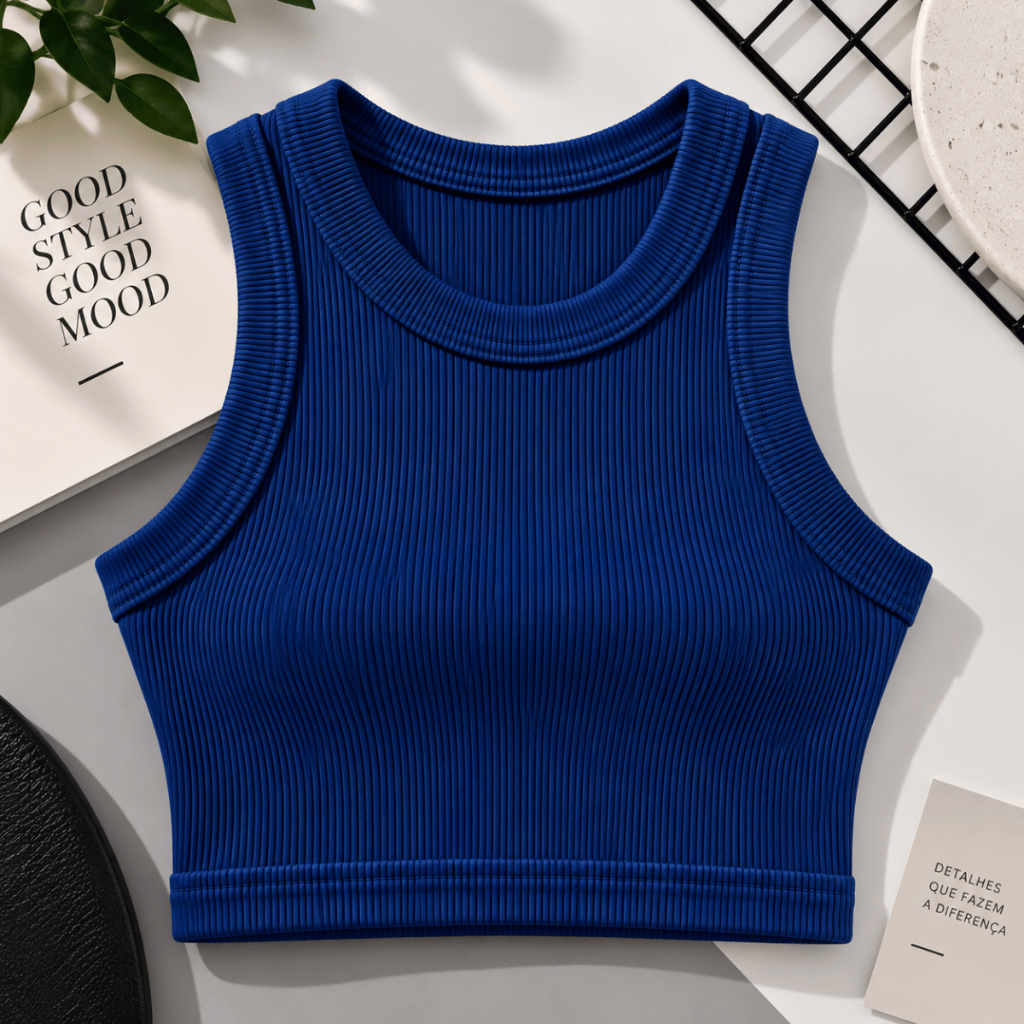 Regata Cropped Feminina Canelada Blusinha Justinha Tamanho Único Básica Academia Fitness Dia a Dia