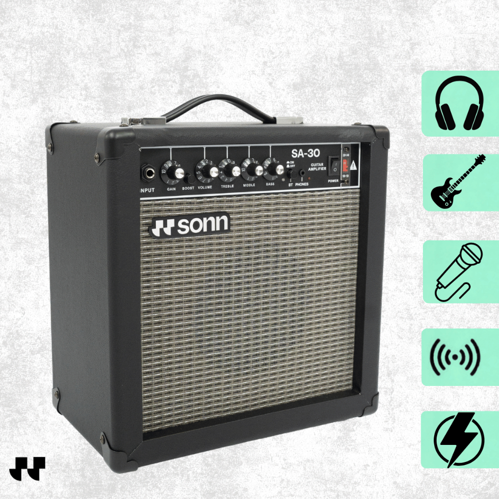 Caixa de som Amplificada Cubo SONN SA-30BT 30W RMS Bluetooth Bivolt para Violão e Guitarra com Alto-Falante 6,5"
