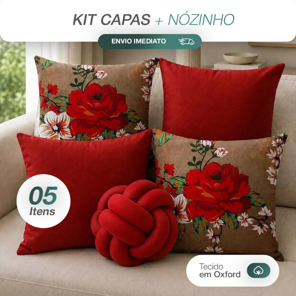 Kit 04 Capa De Almofada Decorativa + Nozinho Escandinavo Moderno Luxo