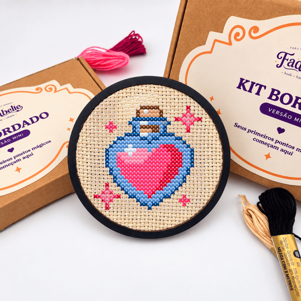 Kit Iniciante Completo para bordado Ponto Cruz | Kit Bordado Mágico | Presente Criativo | Novo Hobby