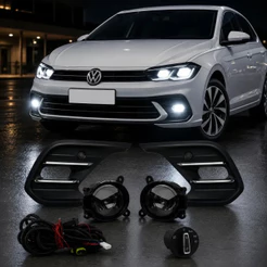 Kit Farol De Milha Led Novo Polo A Partir 2023 Friso Cromado